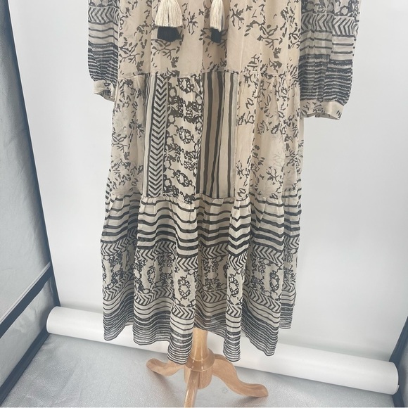 Talulah Tiered Midi Dress in Ivory Black Anthropologie Size Small - Picture 4 of 10